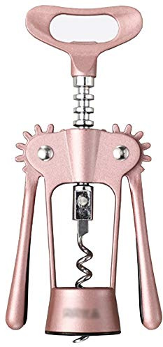 Flaschenöffner, Flügelkorkenzieher, Zinklegierung, Weinöffner, integrierter Bierdeckelöffner, Zubehör, 17 x 6 cm, rosa geflügeltes Design