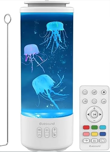 Quallen Lampe,7 Farbwechsel-Modi LED Kinder Aquarium Nachtlicht,Bluetooth-Lautsprecher StimmungslampeLampe mit 4 Lichtmodi Stimmungslicht für Zuhause Büro Dekor,Geschenk für Erwachsene Kinder (Weiß)