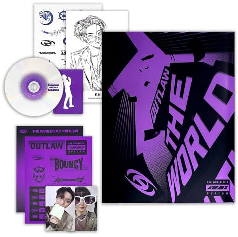 ATEEZ - [THE WORLD EP.2 : OUTLAW] (Z Ver.) Disc + Team Label + Team Book + Team Mark + Emergency Kit + Partner Card + Photocard + Action Card + 1 Hand Pocket Mirror