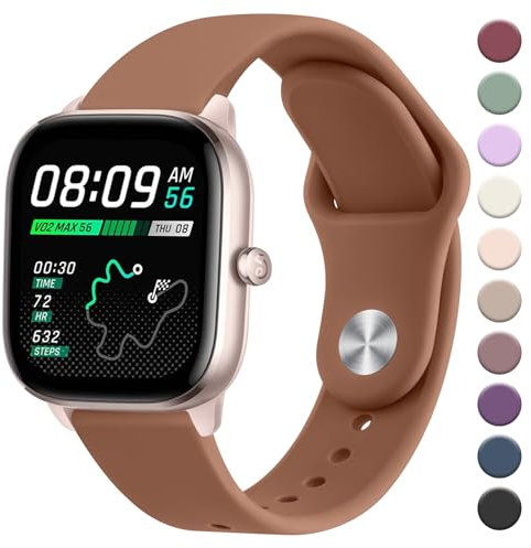 Oumida Armband für Amazfit Bip 3 Pro/Bip/Bip 3/Bip U Pro, 20mm Neues Silikon Armbänder, Verstellbares Sport Ersatzband für Amazfit GTS 2 Mini/GTS/GTS 3/GTS 4/GTS 4 Mini Damen Herren, Braun