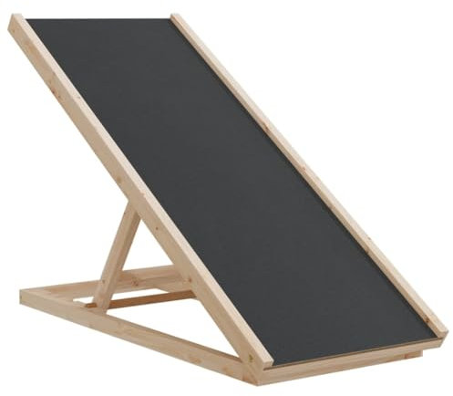 vidaXL Hunderampe, Hundetreppe Höhenverstellbar rutschfest, Haustierrampe Rampe Belastbar bis 40 kg, Klappbar Hundeleiter für Sofa Bett Auto, Grau Massivholz Tanne