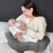 QSTEHEML Stillkissen zum Stillen – Verstellbares Stillkissen für Frauen mit mehr Unterstützung und abnehmbarem Bezug, Baby-Fütterkissen für neugeborene Mütter und Baby-Essentials, Grau