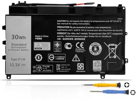 K KYUER 30Wh 271J9 Laptop Battery for Dell Latitude 13 7000 7350 Series 13.3-inch 2-in-1 Detachable Convertible Ultrabook Laptop/Tablet GVY32 Core M-5Y71 0271J9 GWV47 0GWV47 MN791 0MN791 YX81V 3WKT0