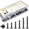 VGBUY Kit assortito di 180 viti per lamiera, in acciaio inox 410, viti autofilettanti per metallo, viti autofilettanti zincate nere, 6 misure (1/2, 5/8, 3/4, 1, 1-1/4, 1-1/4, 1-1/2) Testa a