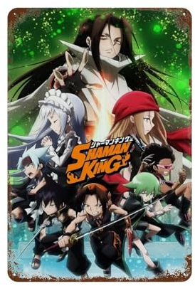 GIOEPWSWUI Anime-Poster Shaman King, Wanddekoration, Kunst, Metallblechposter, moderne Heimdekoration, Kunst, Metallposter, Hausbar, Laden, Dekorationen, Vintage-Schild, Geschenk, 30 x 20 cm