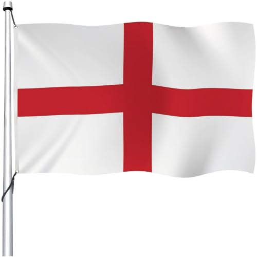 Aoihrraan Inglaterra Bandera 80x120cm Doble Cara Colores Vibrantes San Jorge Cruz Bandera De Inglaterra Para Exteriores Celebraciones Porche Decoración Banderas Inglesas Con 2 Ojales Resistentes