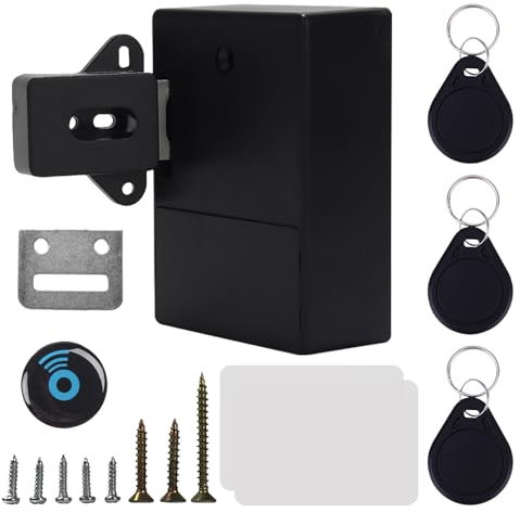 Sporgo Cerradura inteligente para armarios NFC: cerradura para muebles con 3 llaveros y 2 tarjetas RFID, cerradura inteligente oculta, cerradura sin agujeros para cajones, armario, taquillas, color