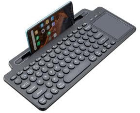 Wireless Mini Keyboard with 2.4GHz and Bluetooth, Built-In Touchpad, Easy Media Control - Compatible with PC, Mac, Laptop, Tablet (Black)