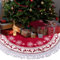 UNOLIGA Weihnachtsbaumdecke Rund 127cm, Tannenbaum Decke Rot, Christbaumdecke Groß, Weihnachtsbaum Unterlage Teppich Tuch, Decke für Weihnachtsbaumständer, mit Quaste Schneeflocken Rentier