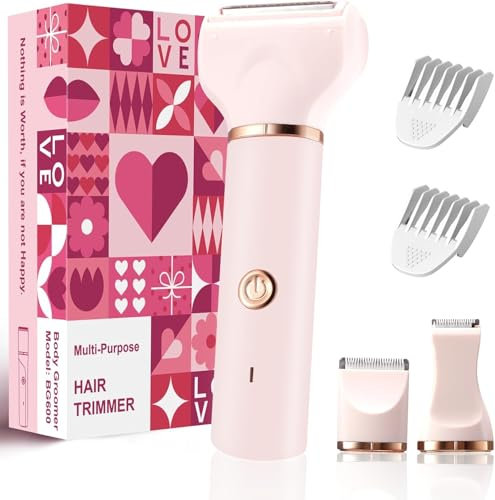 Bikini Trimmer Women Lady Shavers for Women for Bikini Legs Armpit Pubic Hair Trimmer for Womens,Electric Shaver for Womens,Ceramic Blades IPX7 Waterproof,Wet and Dry Use,Pink