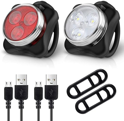 Active 100 Bike Lights Front and Back, USB Rechargeable LED Bike Light, Waterproof Bicycle Lights with 4 Modes, Easy Mount for Road and Mountain Bike Lights for Adults and Kids (Pack of 1)
