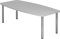 Bümö Konferenztisch oval 220x103 cm großer Besprechungstisch in grau, Besprechungstisch mit Chromfüßen, Meetingtisch für 8 Personen, XXL-Tisch für Besprechungsraum & Meeting