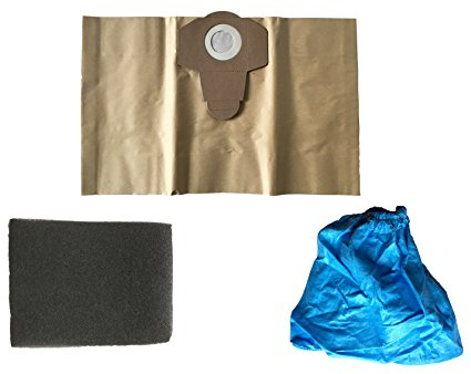 Juego de 3 filtros para aspiradora en seco Einhell húmedo, 1 bolsa de aspiradora de 20 litros marrón, 1 filtro húmedo y 1 filtro seco.