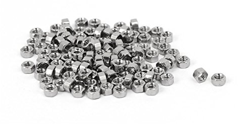 sourcing map M1,6 x 1,5mm Níquel Chapado Hexágono Hexagonal Tuercas Sujetadores Plateado Tono 100uds