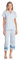 Casual Nights Capri-Pyjama-Set für Damen, kurzärmelig, mit Spitzenbesatz - Blau - XX-Large