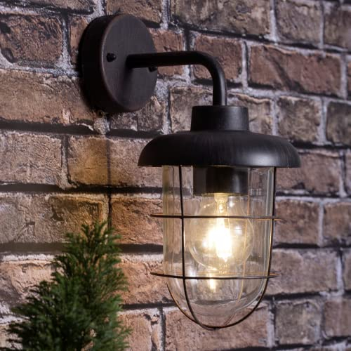 Lightbox hängende Wandlampe - spritzwassergeschützte Wandleuchte für den Außenbereich - geeignet als Haustürbeleuchtung - Metall/Glas - 28x18cm
