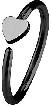 Piercingfaktor Universal Piercing Ring Hoop Clip On mit Motiv Für Ohr Nase Lippe Brust Intim Septum Tragus Helix Hufeisen Horseshoe Herz Schwarz