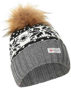Mountain Warehouse Thinsulate Fairisle Womens Pom Beanie - Best for Travelling, Walking & Camping