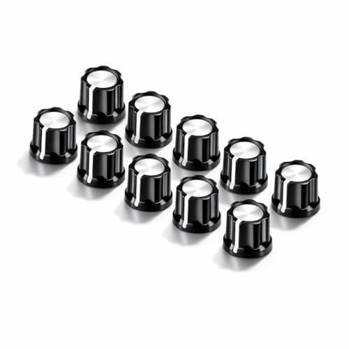 VBESTLIFE Volume Control Knob, 10pcs Adjustable Rotate Button Potentiometer Control Knobs Caps for D Shaped Shaft Electric Guitar Bass