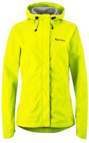 Gonso Sura Light, Damen Fahrradjacke, Wasserdichte Regenjacke, Wasserdicht bis 10.000 mm & winddicht, G-Tex, 2-Lagenlaminat & getapte Nähte, Weite Passform, PFC-frei, Gelb, Gr. 50