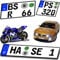 Wunschkennzeichen für Modellauto und Motorrad hochglänzend und selbstklebend für alle Maßstäbe - 1/6-1/10-1/12-1/18-1/24-1/32-1/43-1/60-1/64 -..