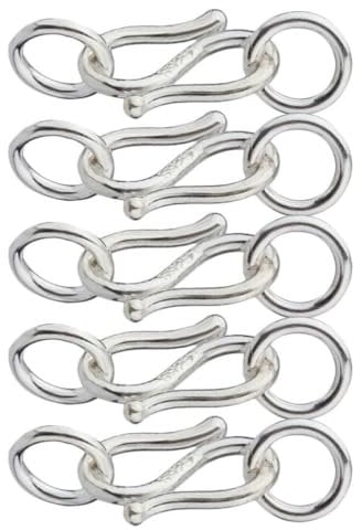 Milisten 5pcs Sterling Silver S Hook Ring Toggle Clasps End Clasps for Bracelet Necklace Jewelry Making