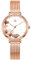 Alienwork Montre Femme Or Rose Bracelet Maille Blanc élégant