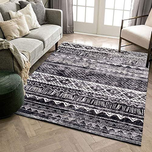 Tinyboy-hbq Teppich Wohnzimmer Moderner Kurzflor rutschfest,Waschbar Flauschig Weich,Passend für Wohnzimmer,Schlafzimmer und Esszimmer,Schwarz Weiß,200 x 250 cm