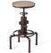 GIANTEX Barhocker höhenverstellbar 59,5-75 cm, Barstuhl drehbar Retro, runder Tresenhocker Bistrohocker mit Fußstütze, Küchenhocker Industrial aus Holz & Metall, Industrie-Hocker Holzhocker für Bars