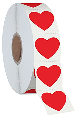 1200 Stück rote Herz-Aufkleber mit Perforationslinie auf Rolle, Verwendung für Valentinstag, Preislisten, Blutspenden, Arztpraxen, Lehrer und Klassenzimmer, Lesezeichen (2.5 cm Durchmesser)