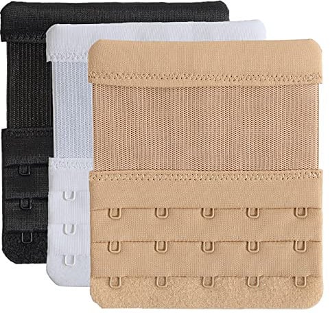 YARBAR Bra Extenders 5 Hook Elastic Bra Extension Strap (3 Pieces, 5 Hook 3/4 inch Spacing)