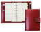 DELMON VARONE - Mini Pocket A6 Kalender 2025 Cambridge Top Grain Leder rot - Terminkalender Ringbuch & A-Z Telefonregister - Organizer Terminplaner mit Wochenansicht (1 Woche auf 2 Seiten)
