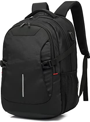 ACT Global Laptoprucksack 15,6 Zoll, USB-Ladeanschluss, Wasserabweisend, 2 Flaschenhalterungen, verstellbare Kompressionsriemen, aus recycelten Plastikflaschen – AC8530