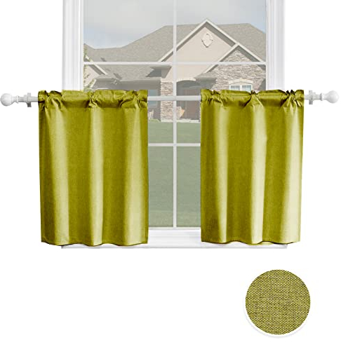 Luvyohmee Kurze Verdunkelungsvorhänge, Kunstleinen, Wohnmobil-Vorhänge, Küche, Café, Vorhänge, 91,4 cm Länge, 2 Paneele, wärmeisolierte Camper-Vorhänge, Café-Vorhänge, 63,5 x 91,4 cm