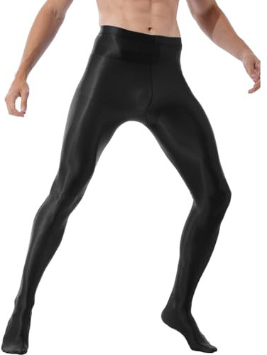 Yihuimin Herren Strumpfhosen Nylon Glanz Leggings Glossy Feinstrumpfhose Hohe Taille Tight Hose Lange Unterhosen Männer Unterwäsche Schwarz XL