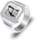MeMeDIY Herren Siegelring Edelstahl, Personalisierter Foto Initiale, Punk Biker Ringe in Silber Ton, Hip-Hop Schmuck mit Zirkonia, Männer Geschenke zum Geburtstag Valentinstag (Initialen, Größe 70)