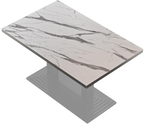 GGMMÖBEL Brasil | Tischplatte | B:T 108 x 58 cm | Weiß Marmor | Holzplatte | Perfekt für klappbare Küchentisch, Esstisch | ABS Kante | HPL beschichtete | Restaurant, Cafe, Bar
