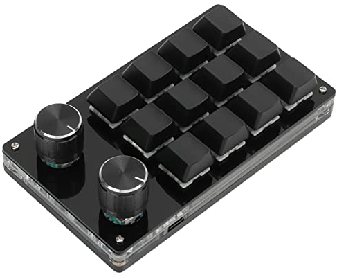 Mechanische Einhand Gaming Tastatur, 12 Tasten Multifunktions Einhand Makro Tastatur, Tragbare DIY Programmierbare Tastatur FüR das BüRo (Schwarz)