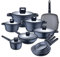 MasterPro Indigo | Batterie de cuisine complète 17 pièces | Fonte | Kit avec poêles, wok, grill, faitouts et une casserole avec couvercles | Revêtement Xylan Plus | Tous types de plaques