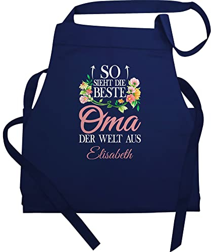 Schürze - Großmutter - So sieht die beste Oma der Welt aus - 60x87 - Navy Blau - küchenschürze+oma geschenke für omis grandma name kochschürze besten gifts for grandmas omi personalisierte