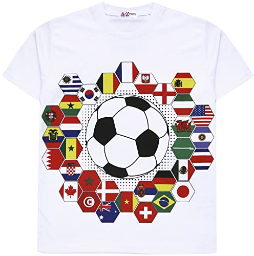 A2Z 4 Kids Flickor Pojkar T Skjortor Internationell Fotboll Värld Kopp - T Shirt 553 White 5-6