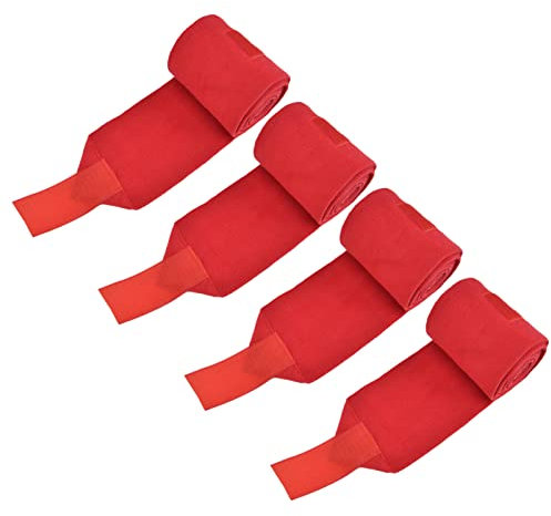 Miskall 4 Stück Pferdebeinbandage, Polyester, selbstklebend, atmungsaktiv, verschleißfest, Tierbeinbandage für Kühe und Pferde(Rot)