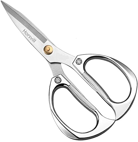 Forbici Potatura, Cesoia Potatura in Acciaio Inossidabile Giapponese SK5, Forbice Cesoie Affilate Lunghe Lato Dritto per Bonsai Fiori Rose Erba Uva Pianta Frutteto (Argento)
