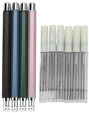 Wnvivi 10-teilige Mechanische Zimmermannsbleistifte, Markierstift-Set für die Holzbearbeitung mit 6 Nachfüllminen und Spitzer, Kunstzeichnungs-Schreibstift