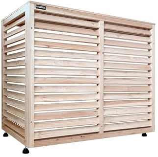 Wärmepumpe Verkleidung Klima Sichtschutz Abdeckung aus Holz naturbelassen für Außengeräte Klimaanlage 100 cm x 83 cm x 53 cm