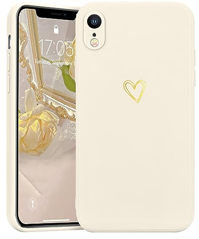Lafunda Handyhülle Kompatibel mit iPhone Xr Mädchen hülle Ultra Dünn Silikonhülle süß Liebesherz Schutzhülle stoßfest Case Bumper Back Cover mit Fallschutz für iPhone Xr Weiß