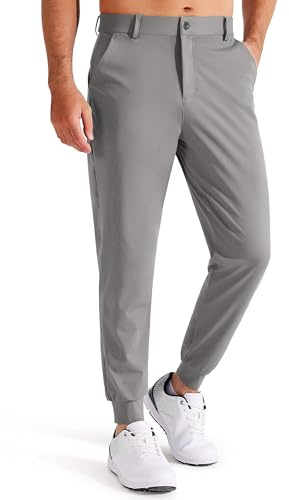 Libin Homme Golf Jogging Pantalons Extensibles Slim Golf Pantalon de Sport Travail Athlétique Décontracté avec Poches, Gris, XXL