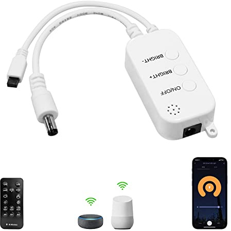 AIBOO Intelligenter LED-WLAN-Controller für einfarbige Puck-Lichter, IR-Fernbedienungskit mit 15 Tasten, kompatibel mit Alexa & Google Assistant & IFTTT, funktioniert mit IOS oder Android-Smartphone