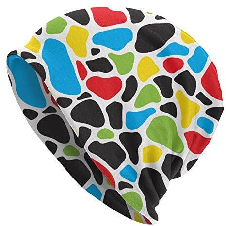 Rock Camouflage Cow Animal Skin Cow Print Strickmütze für Erwachsene, Stretch-Strick-Totenkopf-Mütze, warme Mütze, Slouchy Beanie Outdoor für Damen und Herren