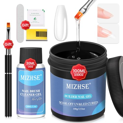 MIZHSE Aufbaugel für Gelnägel - 100g/3.53oz Hartgel für Nägel Große Kapazität Transparent Cover zur Nagelverlängerung und Modellage Nail Art Gel Nagel Farbgel für Gelnägel Mit Nageldesign Zubehör